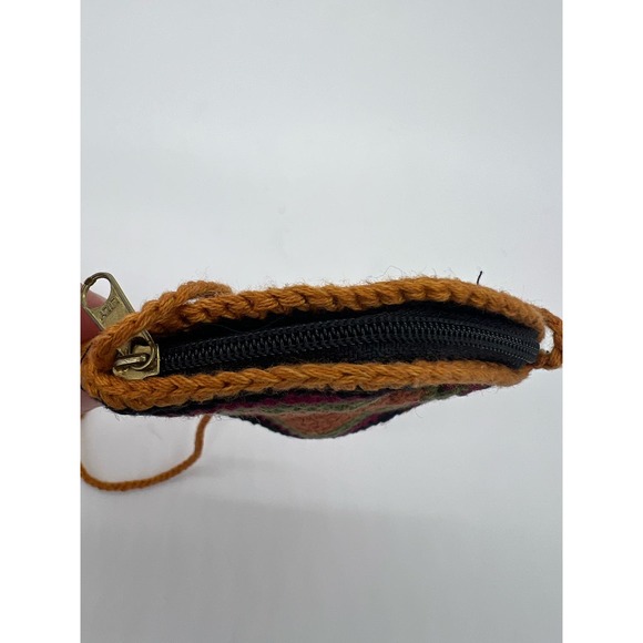 Crochet Crystal Pouch Brown/Multicolor Satchel Coin Purse Hand Knit Spiral - Picture 2 of 5